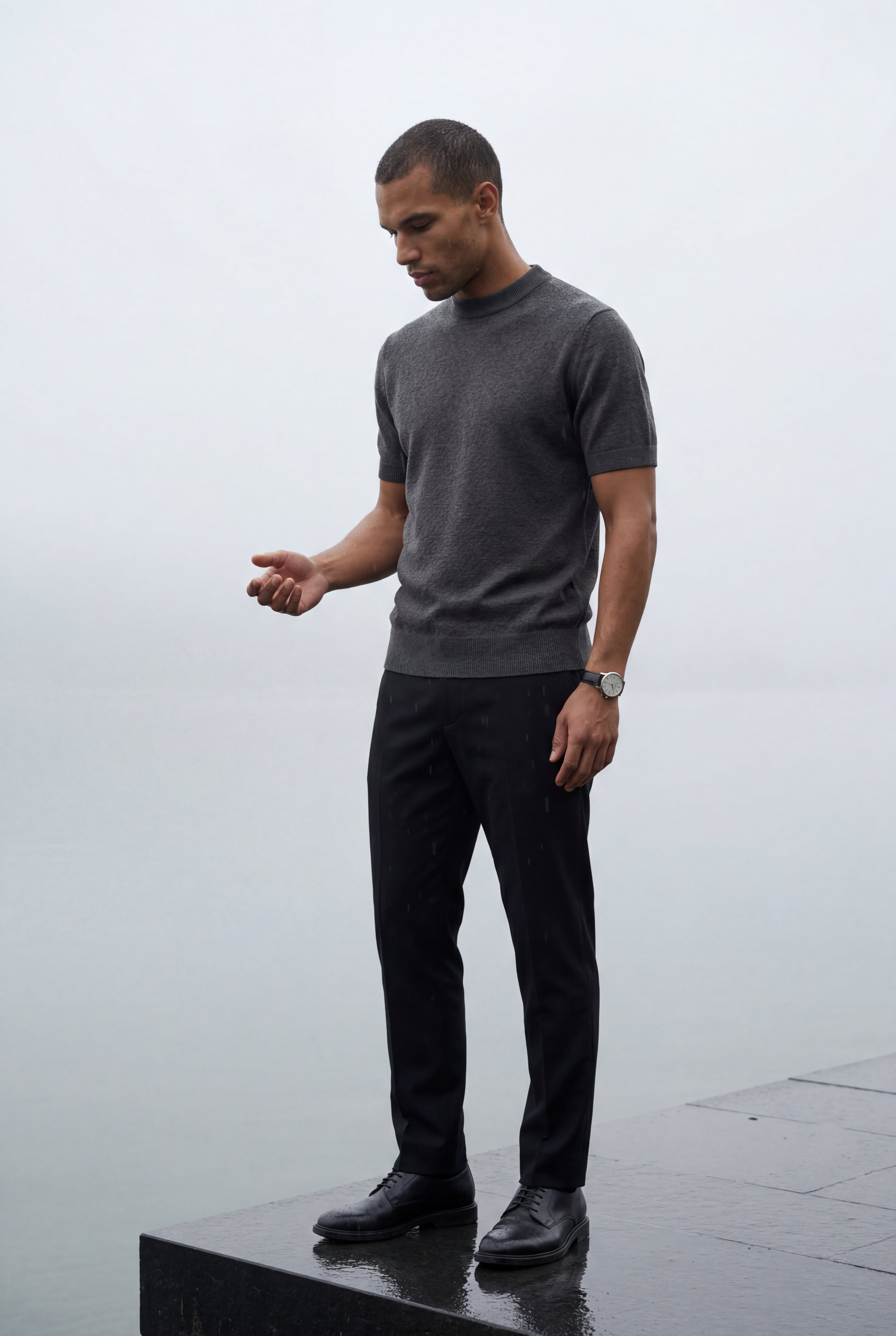 Men's Slim Fit Knitted Short Sleeve T-Shirt | Liam