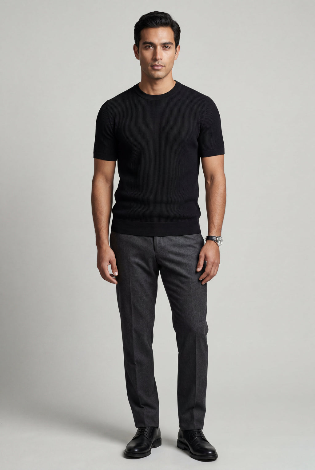 Men's Slim Fit Knitted Short Sleeve T-Shirt | Liam