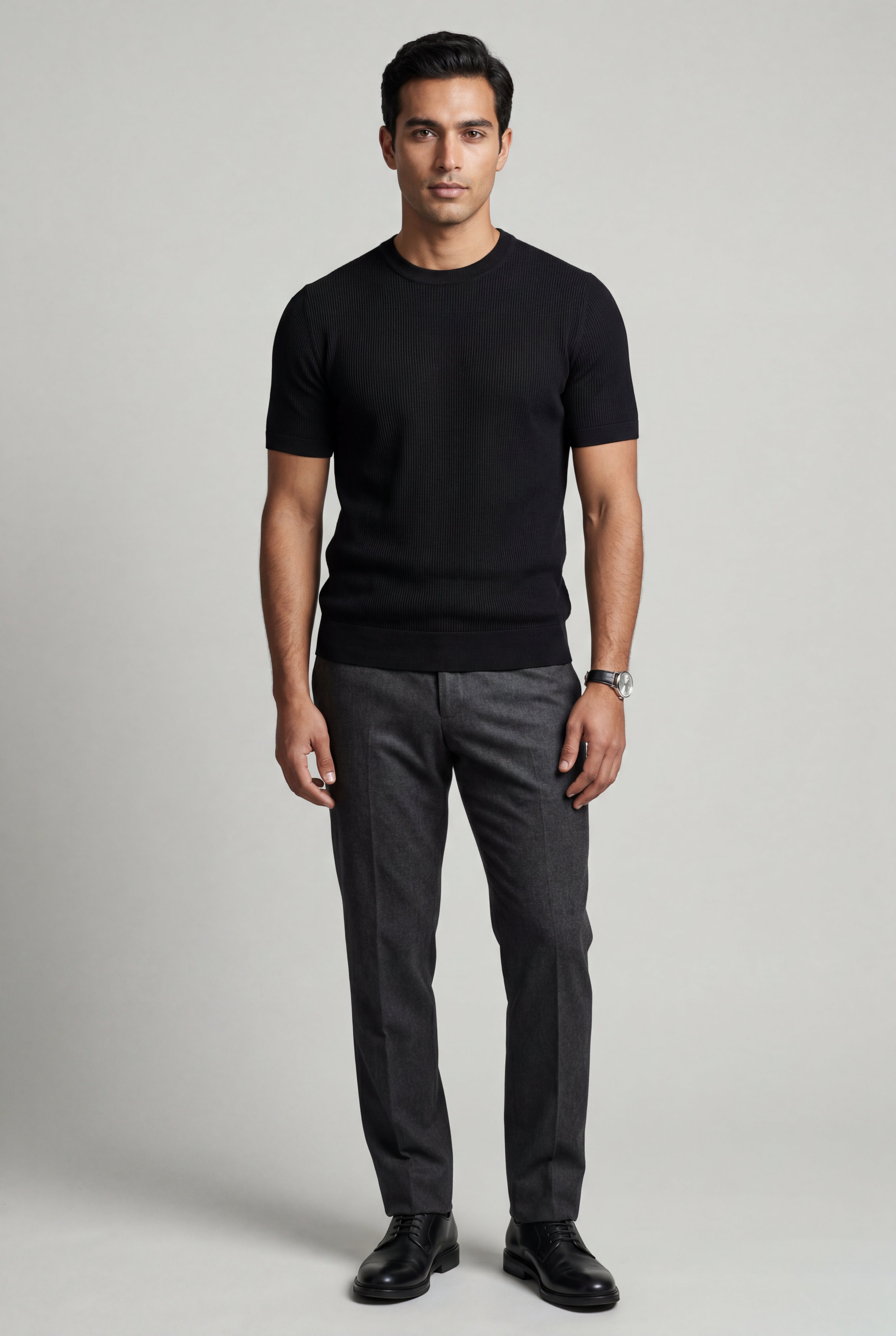 Men's Slim Fit Knitted Short Sleeve T-Shirt | Liam