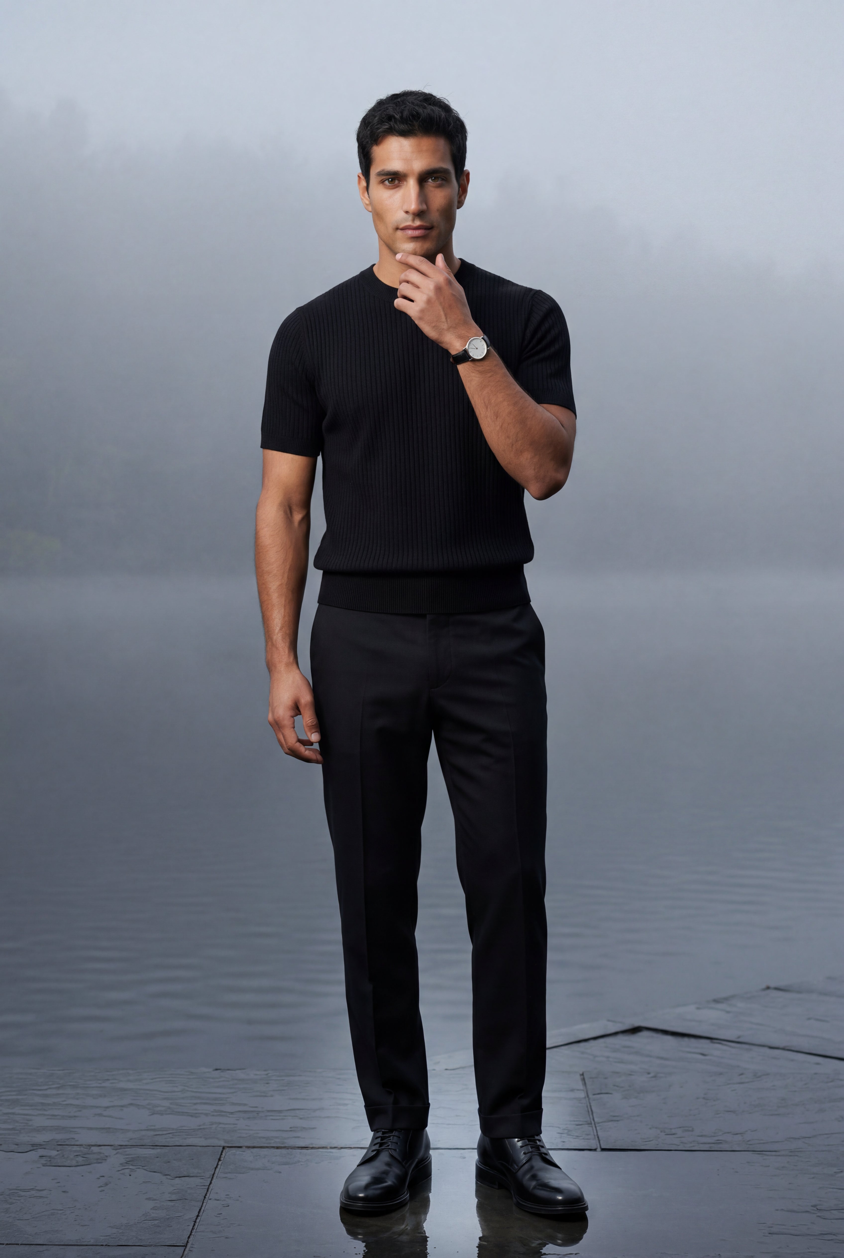 Men's Slim Fit Knitted Short Sleeve T-Shirt | Liam
