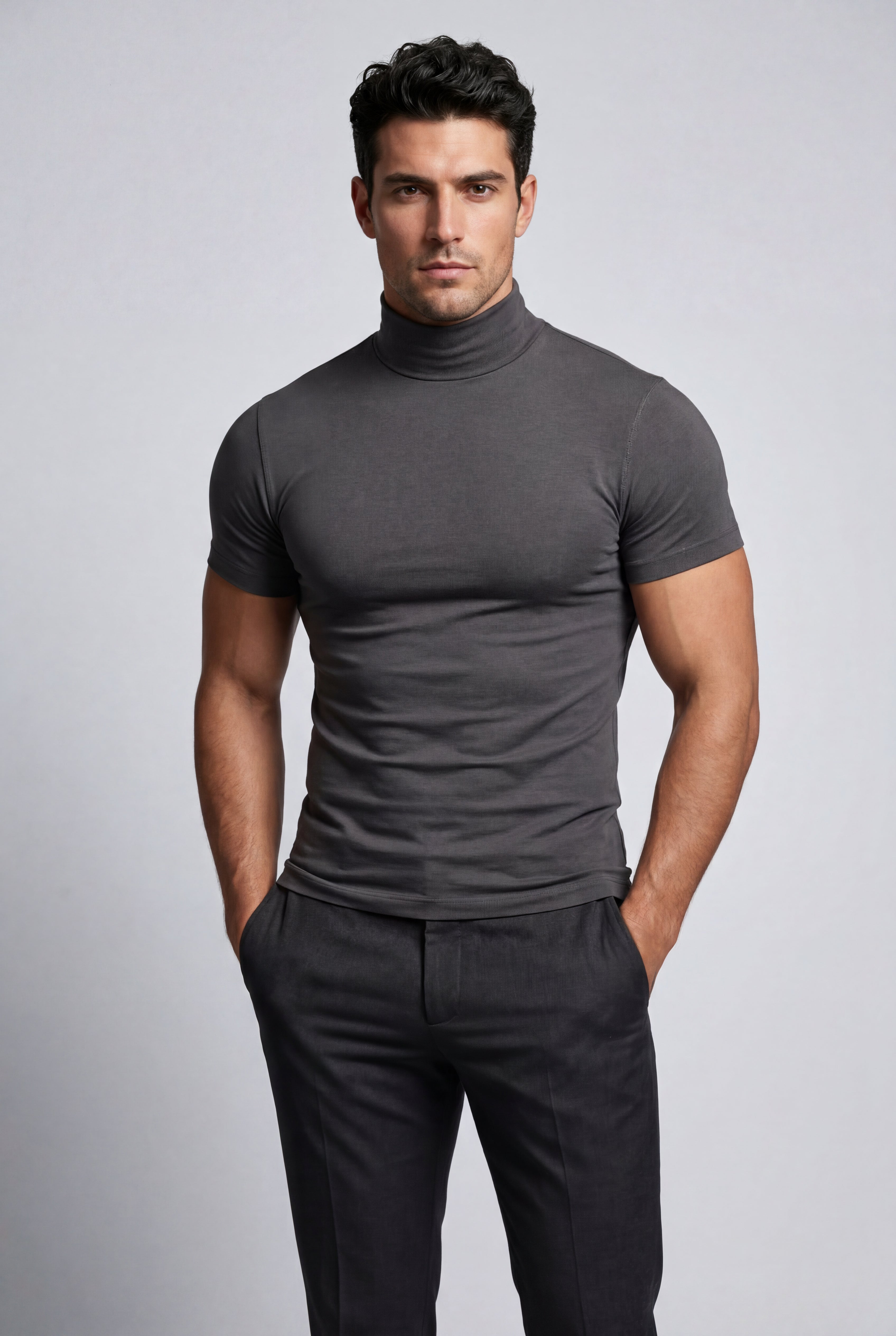 Kian | Slim Fit Short Sleeve Turtleneck Shirt