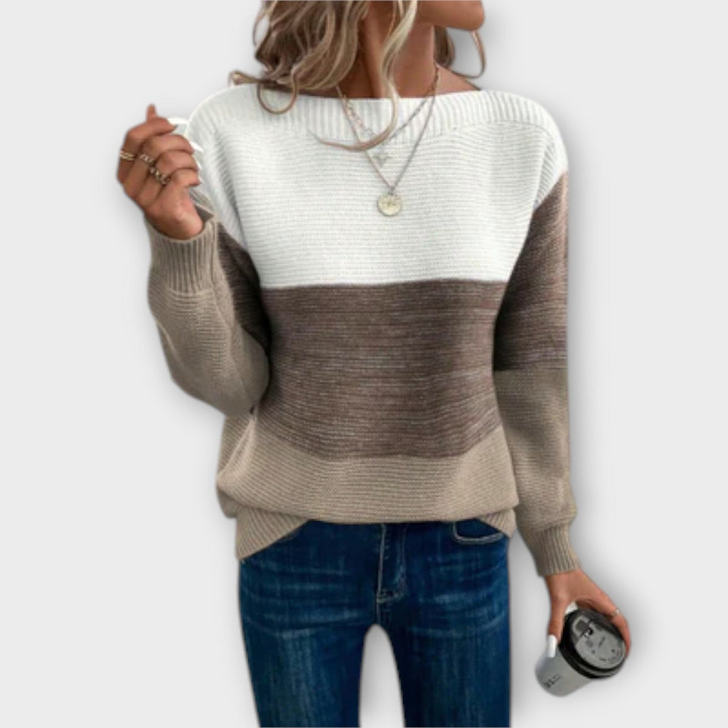 Claire - Elegant Three-Color Patchwork Sweater