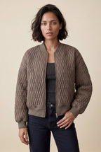 Quilted Bomber Jacket with Ribbed Trim | Senna