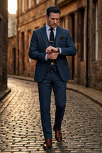 Liam | Textured Three-piece Suit with Notched Lapels