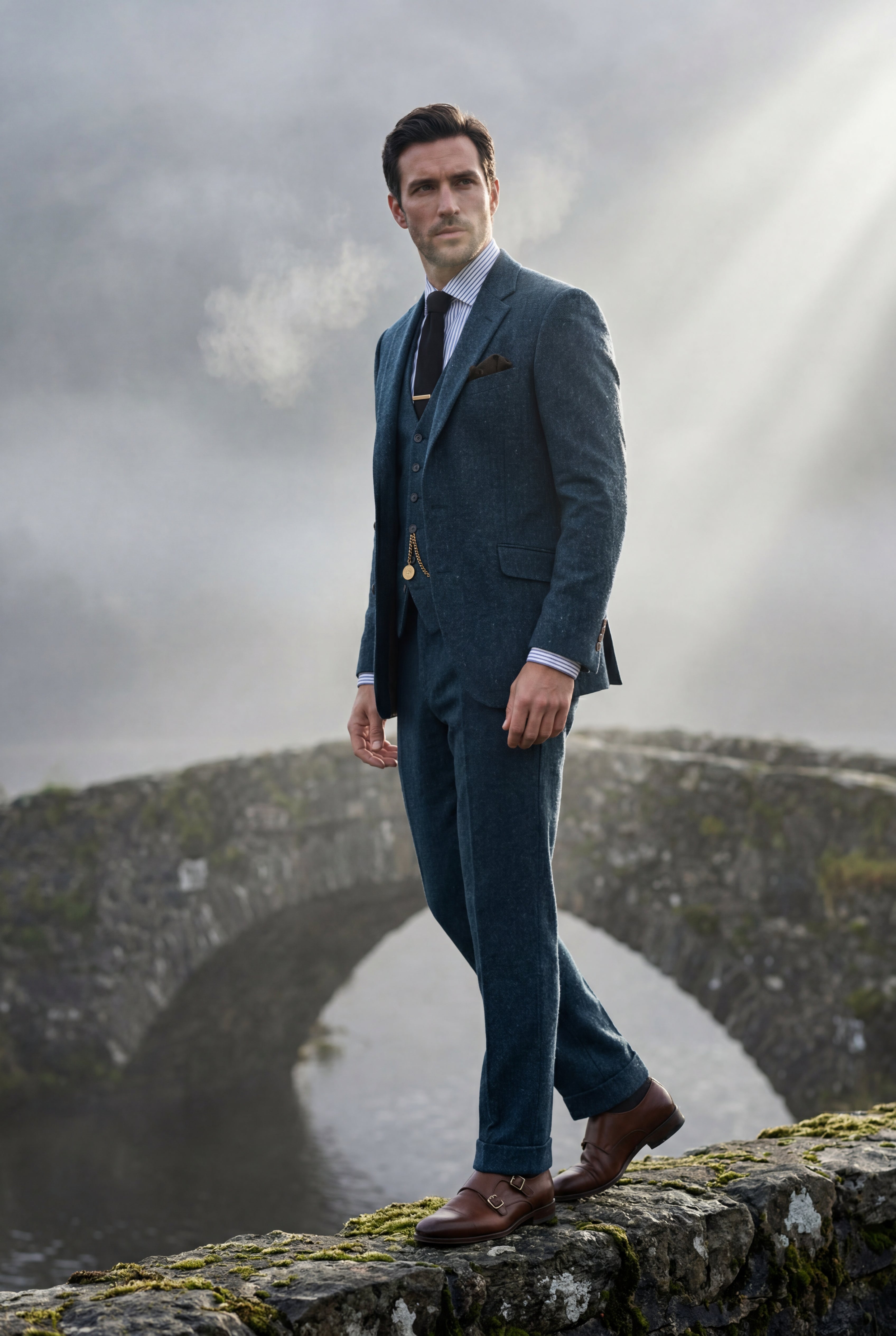 Liam | Textured Three-piece Suit with Notched Lapels