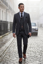 Liam | Textured Three-piece Suit with Notched Lapels