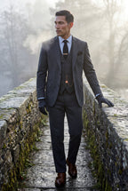 Liam | Textured Three-piece Suit with Notched Lapels