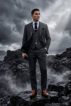 Liam | Textured Three-piece Suit with Notched Lapels