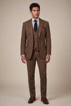Liam | Textured Three-piece Suit with Notched Lapels