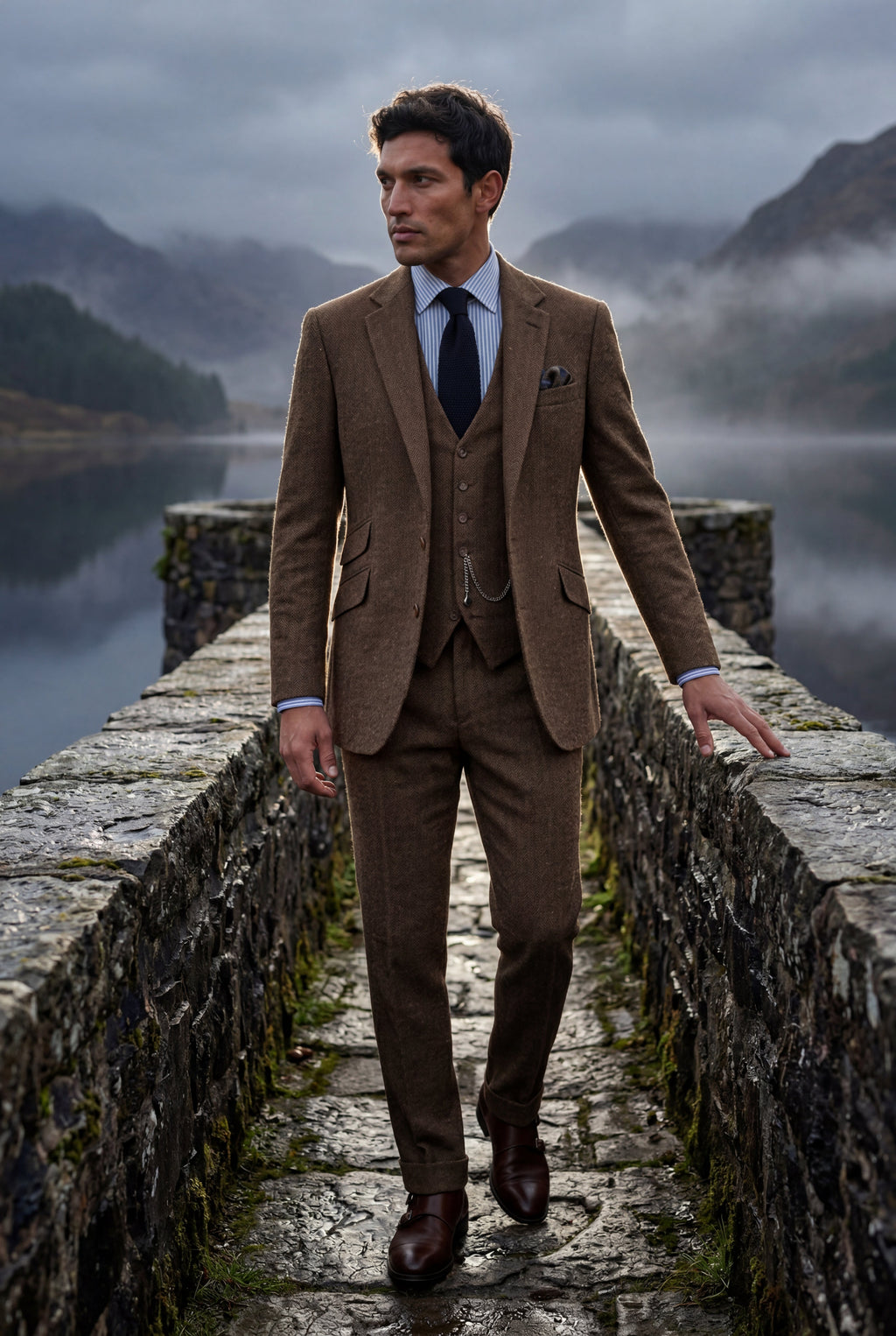 Liam | Textured Three-piece Suit with Notched Lapels