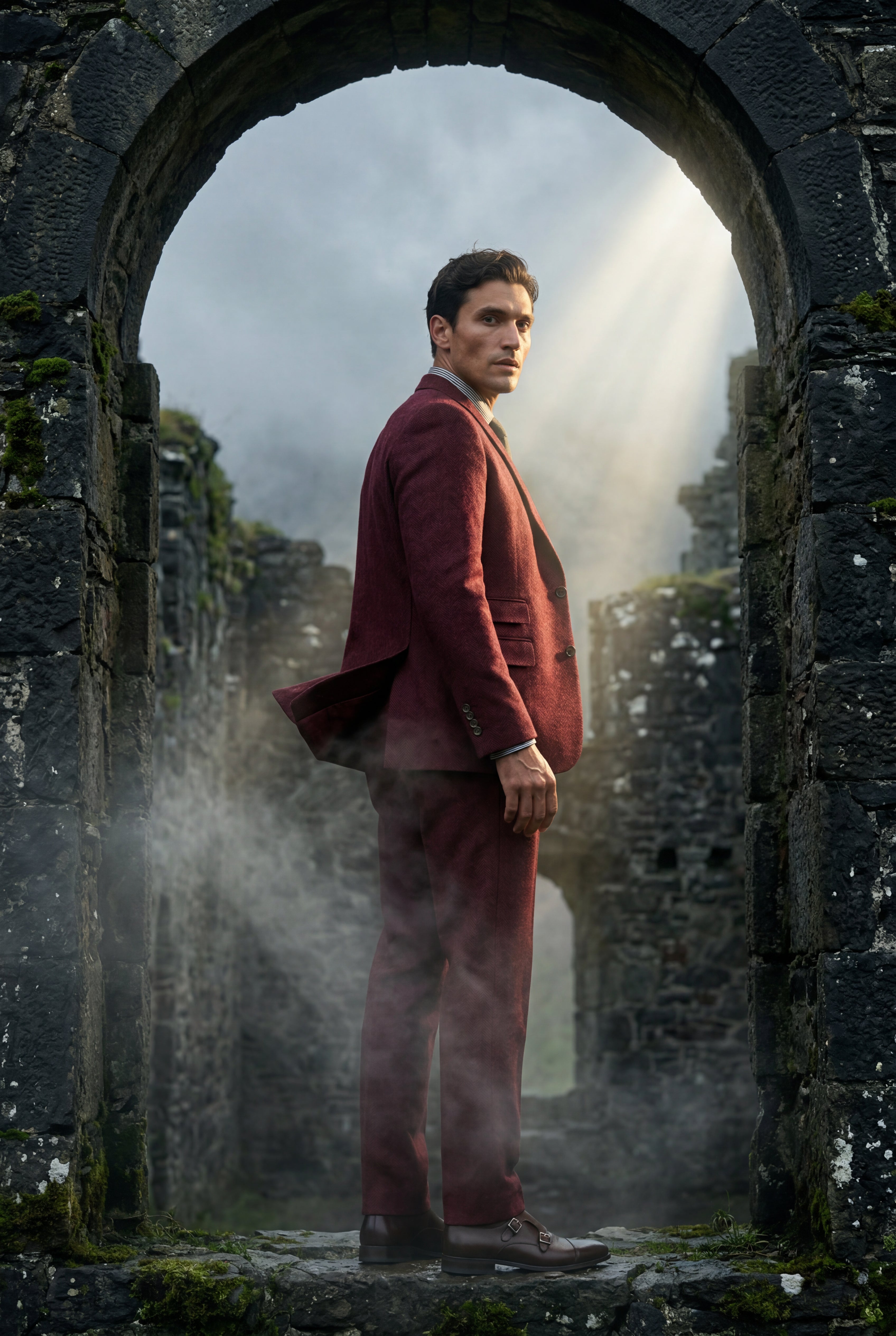 Liam | Textured Three-piece Suit with Notched Lapels