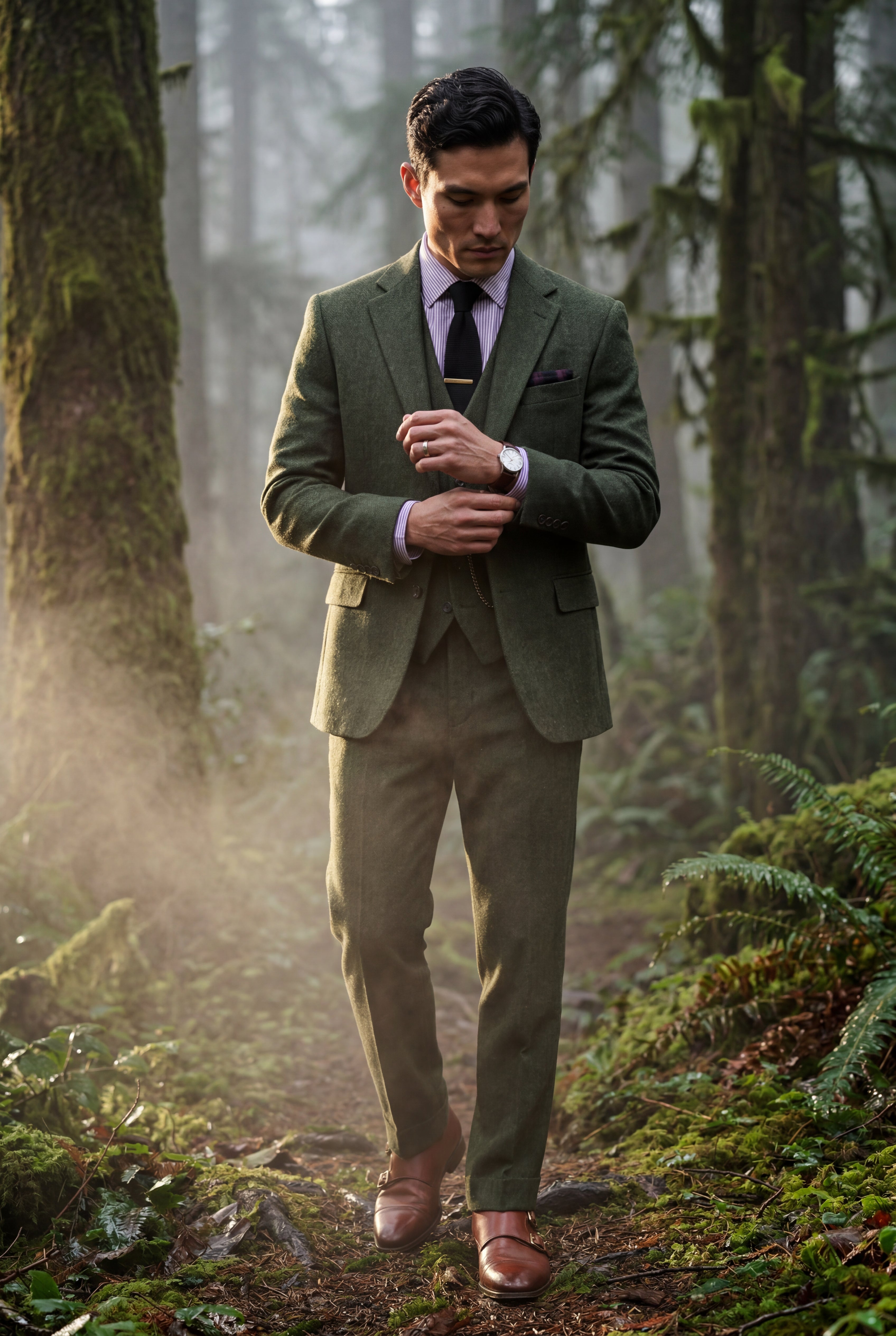 Liam | Textured Three-piece Suit with Notched Lapels