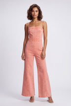 Elcevi | Acid Wash Corset Wide-leg Jumpsuit with Raw Hem For Women