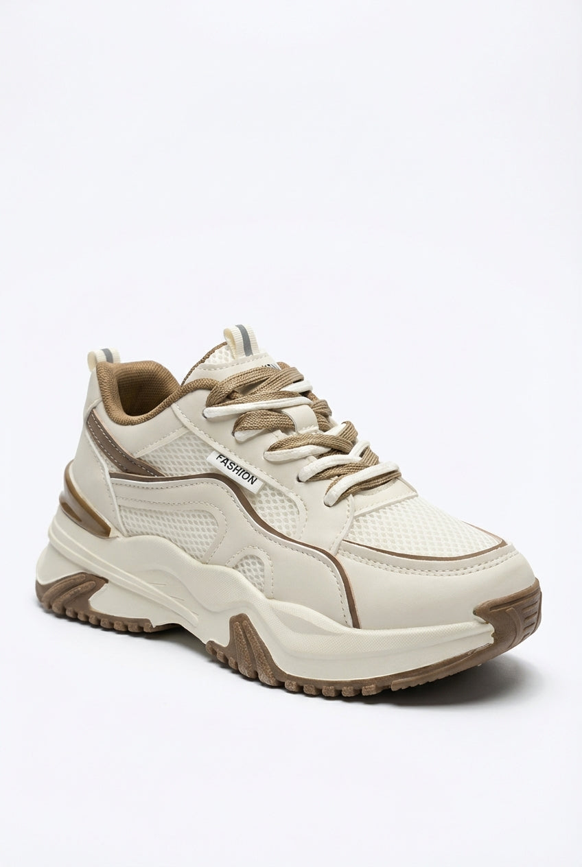 Lia | Chunky Platform Panel Lace-up Sneakers