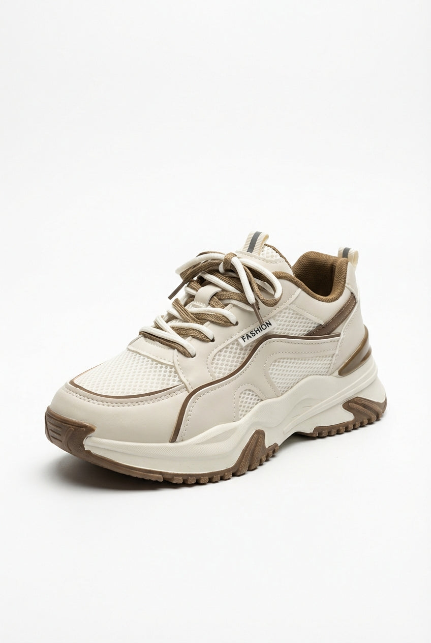 Lia | Chunky Platform Panel Lace-up Sneakers