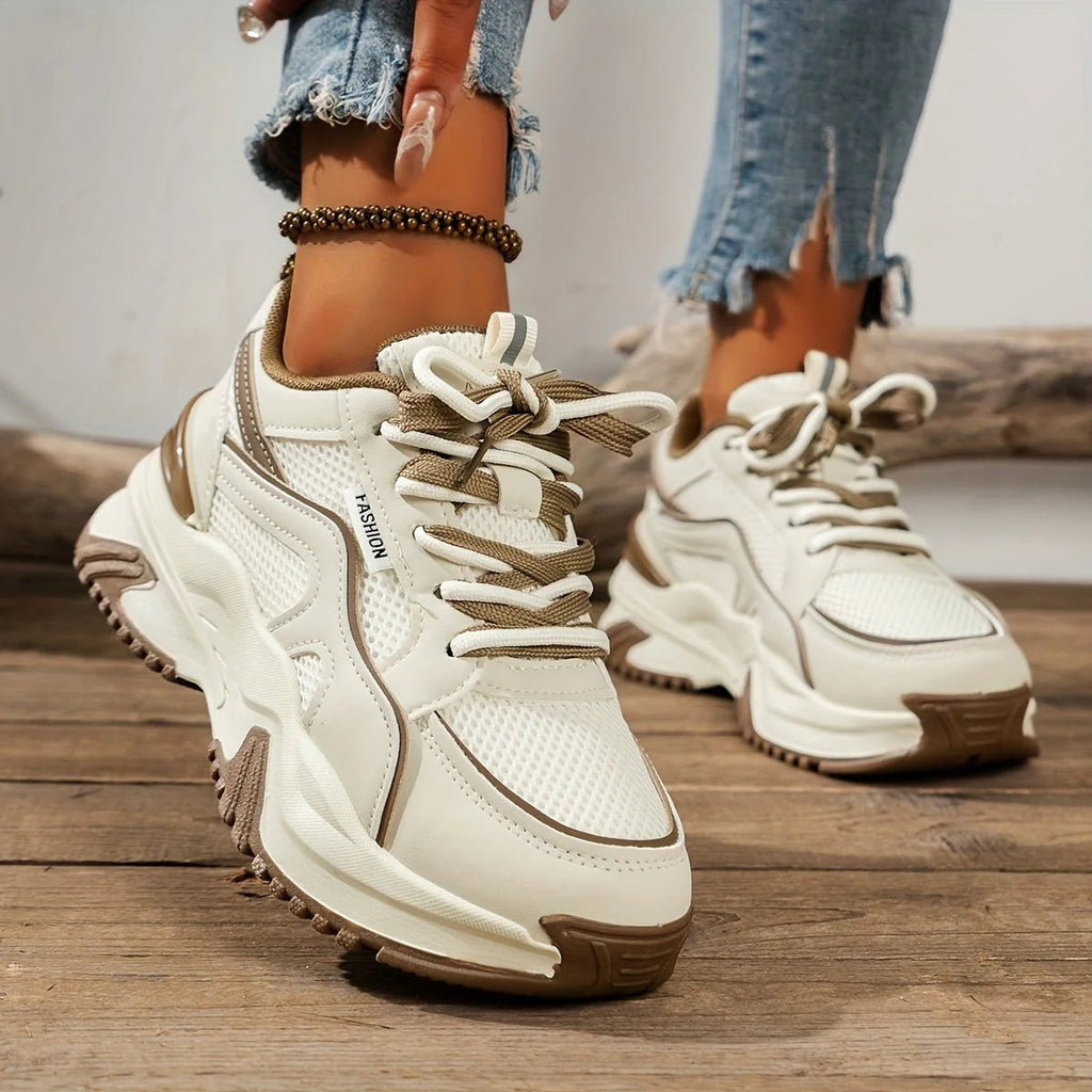 Lia | Chunky Platform Panel Lace-up Sneakers