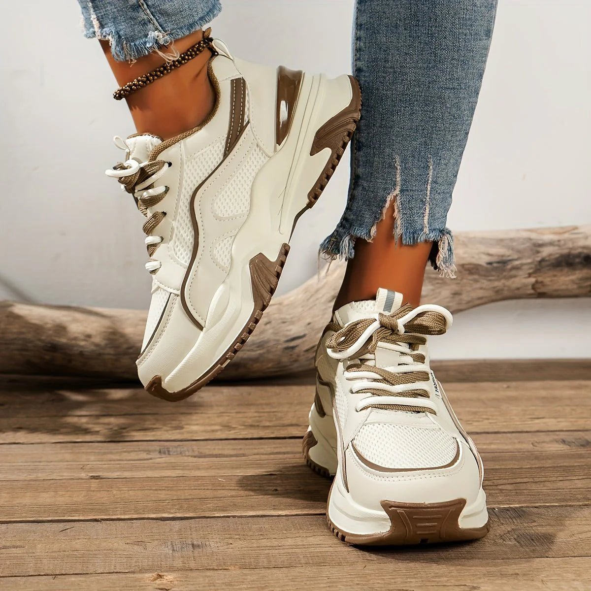 Lia | Chunky Platform Panel Lace-up Sneakers