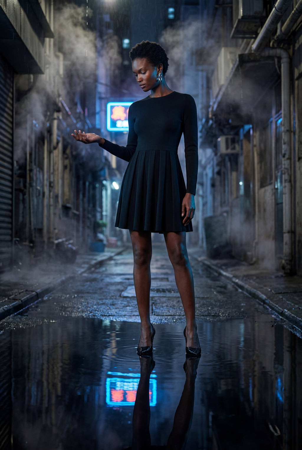 Alyssa | Crew Neck Long Sleeve Fit and Flare Mini Dress For Women