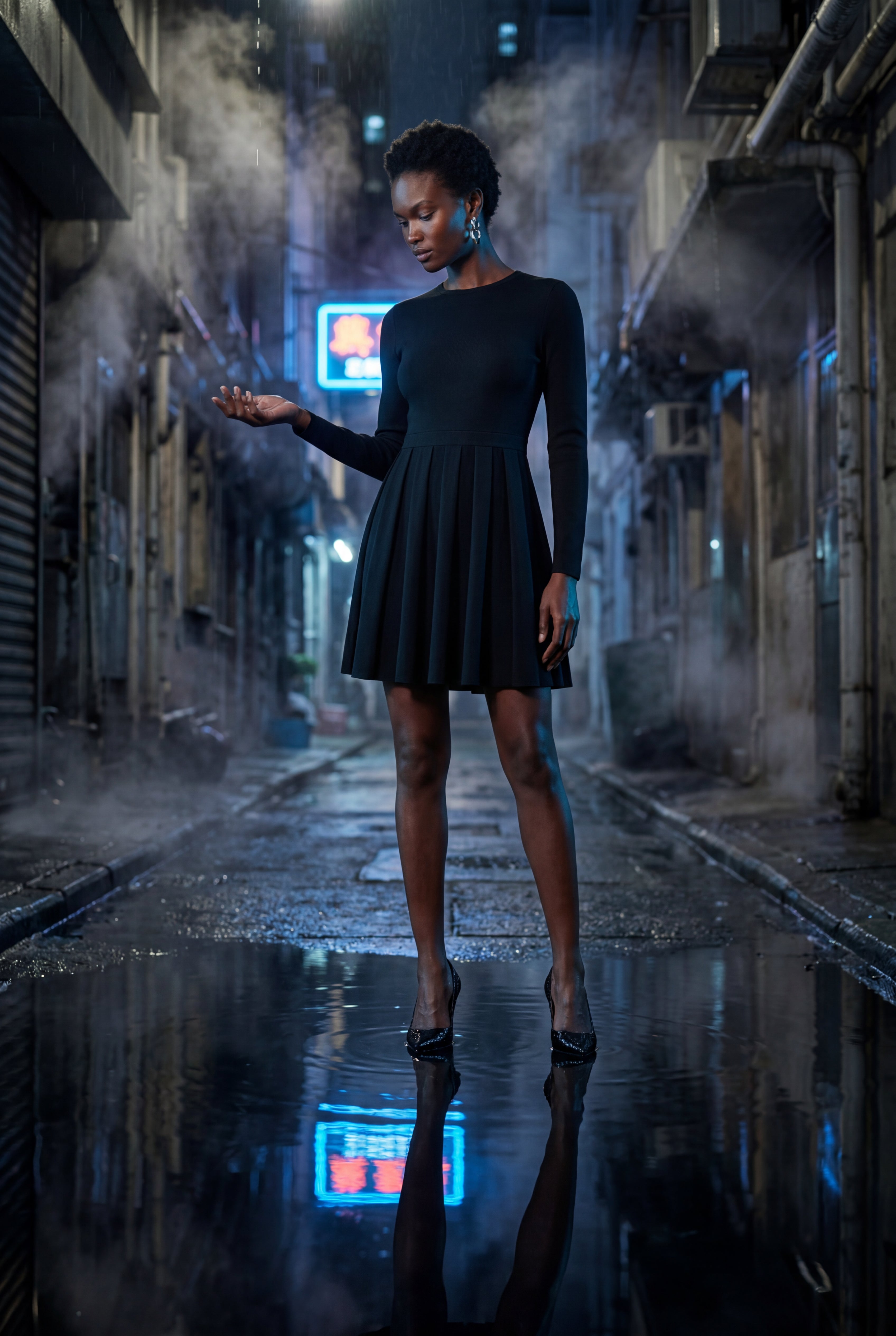 Alyssa | Crew Neck Long Sleeve Fit and Flare Mini Dress For Women