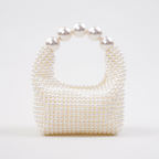 Lieke | Ivory Pearl-embellished Mini Clutch with Sculptural Handle