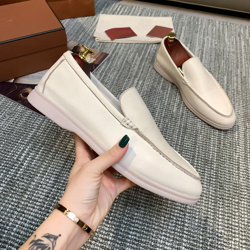 Liam | Pebbled Slip-on Loafers with Contrast Sole