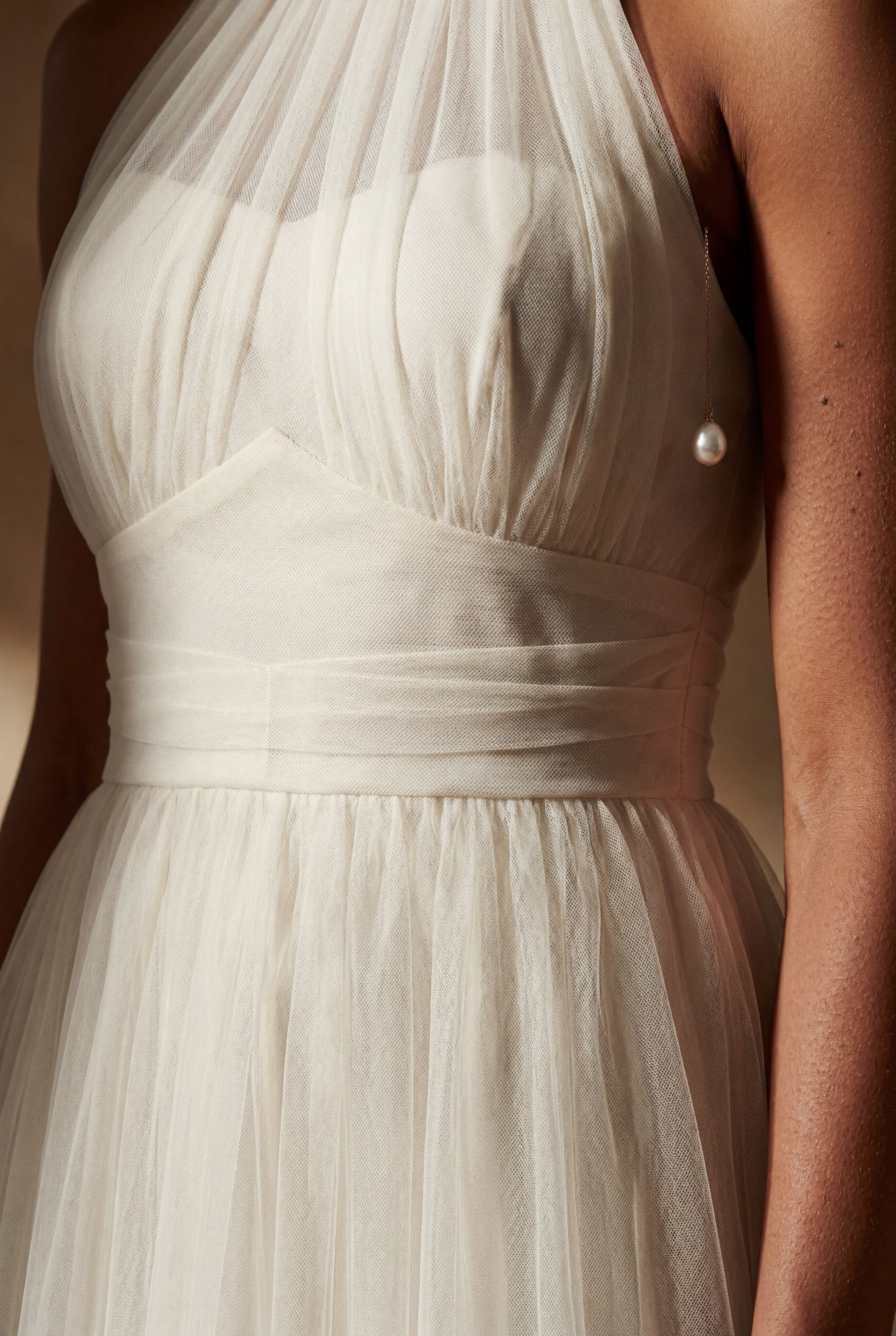 Alyssa | Pleated Halter Neck Midi Dress with Open Back Detail For Women