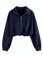 Lia | Cropped Hoodie with Zip and Drawstring