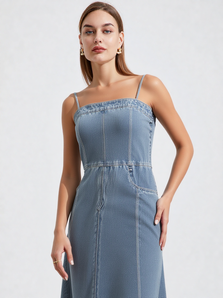 Lina | Denim Maxi Dress