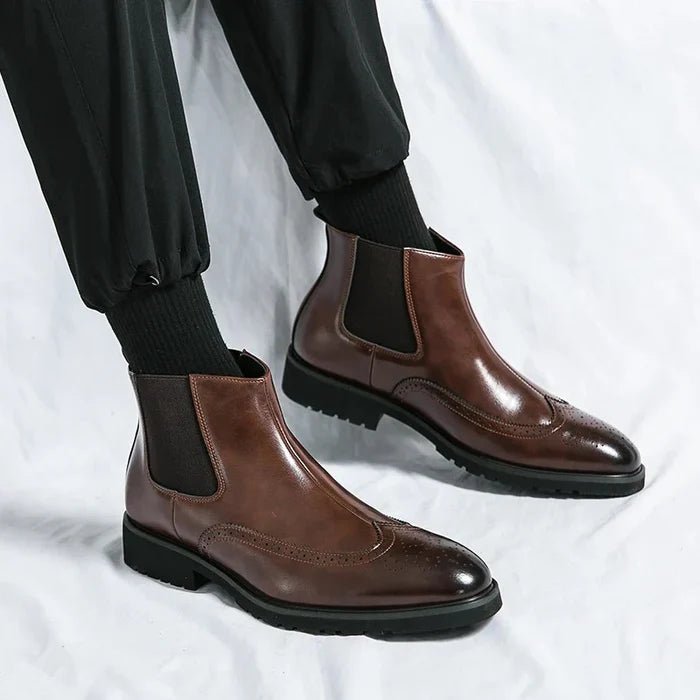 Liam | Brogue Detailing Chelsea Slip-on Boots
