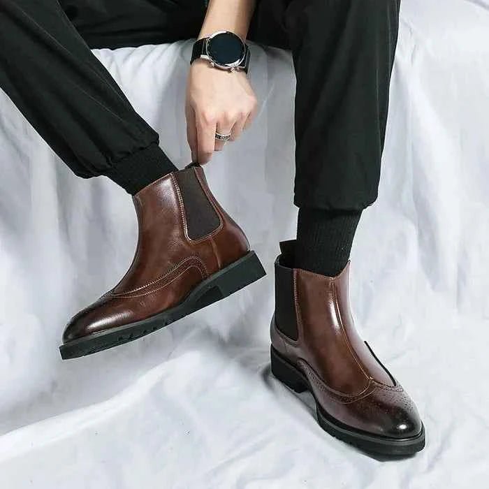 Liam | Brogue Detailing Chelsea Slip-on Boots
