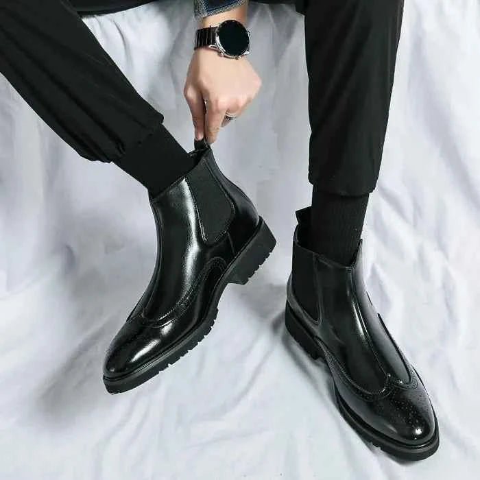 Liam | Brogue Detailing Chelsea Slip-on Boots