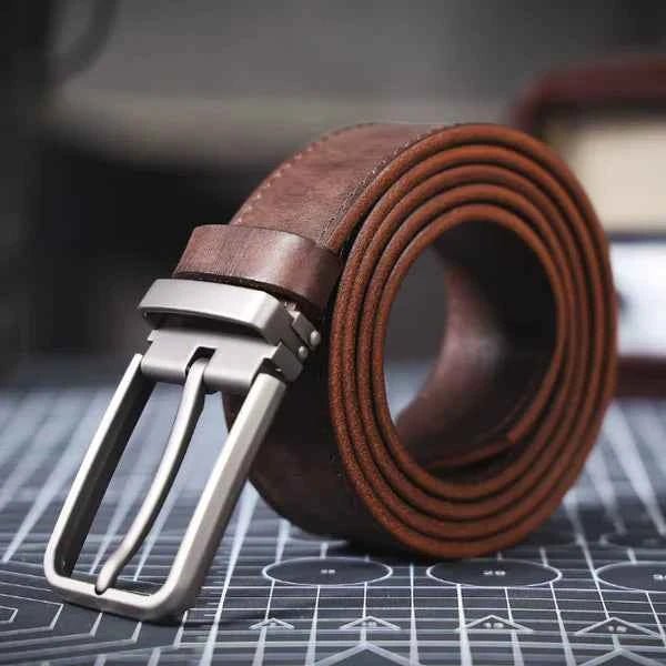Kian | Brushed Silver Buckle Classic Dress Belt