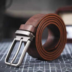Kian | Brushed Silver Buckle Classic Dress Belt