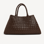 Lieke | Chocolate Brown Large Tote Bag with Braided Handles