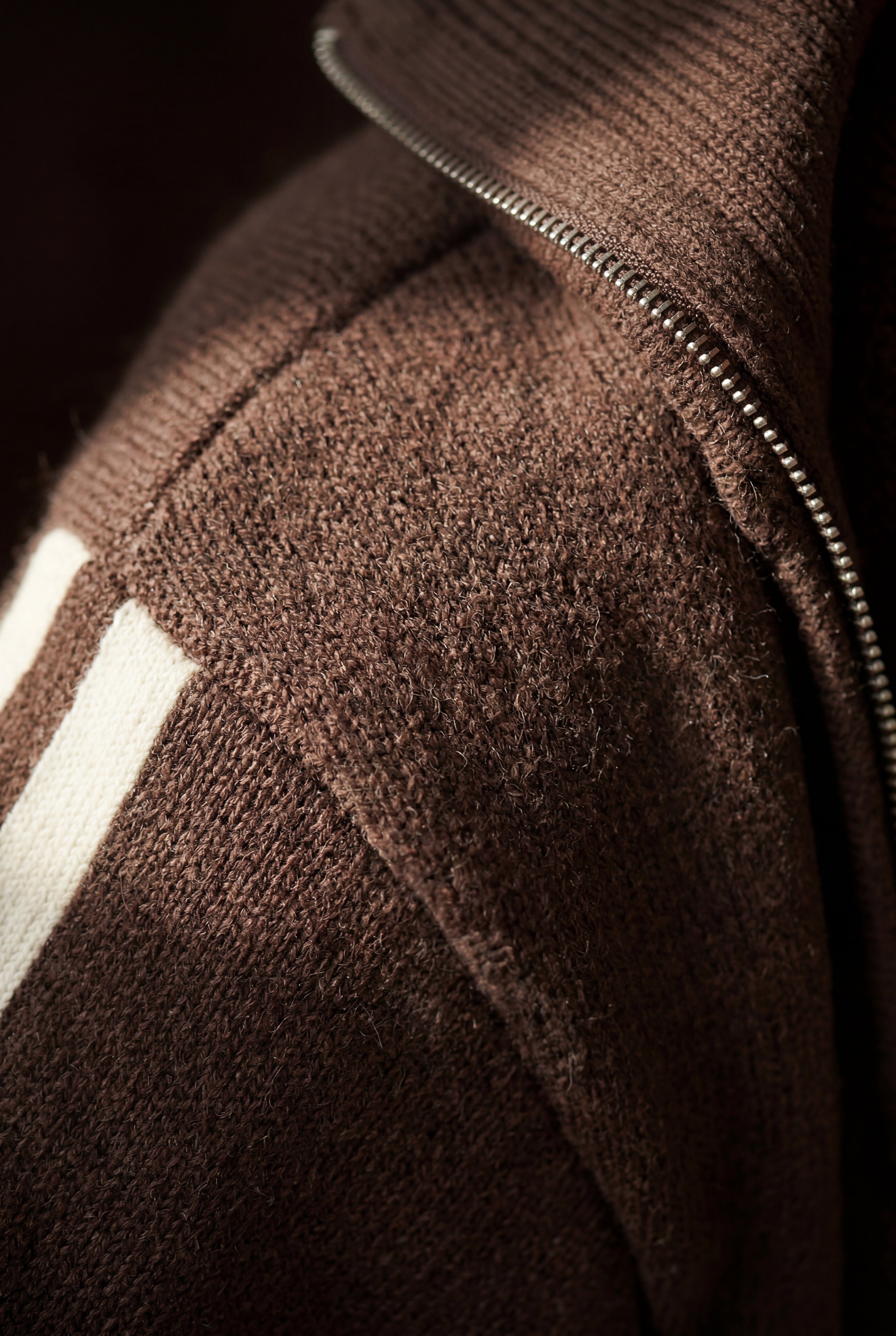 Lisa | Chocolate Brown Zip-collar Stripe Two Piece Loungewear Set