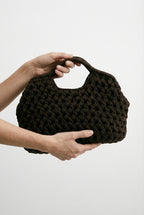 Lieke | Chunky Hand-crocheted Structured Clutch Bag Dark Brown