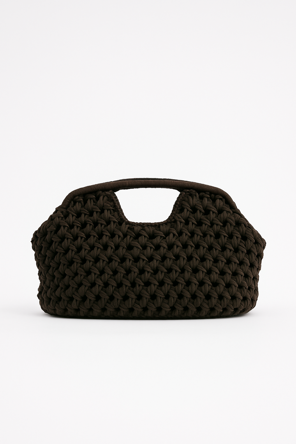 Lieke | Chunky Hand-crocheted Structured Clutch Bag Dark Brown