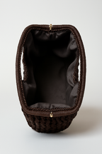 Lieke | Chunky Hand-crocheted Structured Clutch Bag Dark Brown