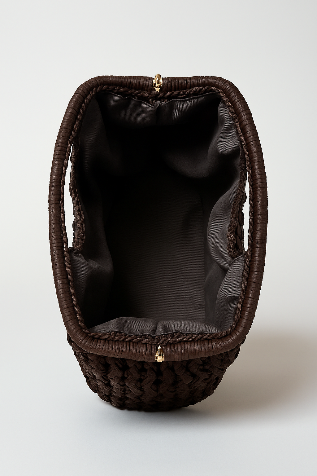 Lieke | Chunky Hand-crocheted Structured Clutch Bag Dark Brown