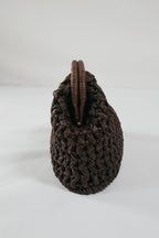 Lieke | Chunky Hand-crocheted Structured Clutch Bag Dark Brown