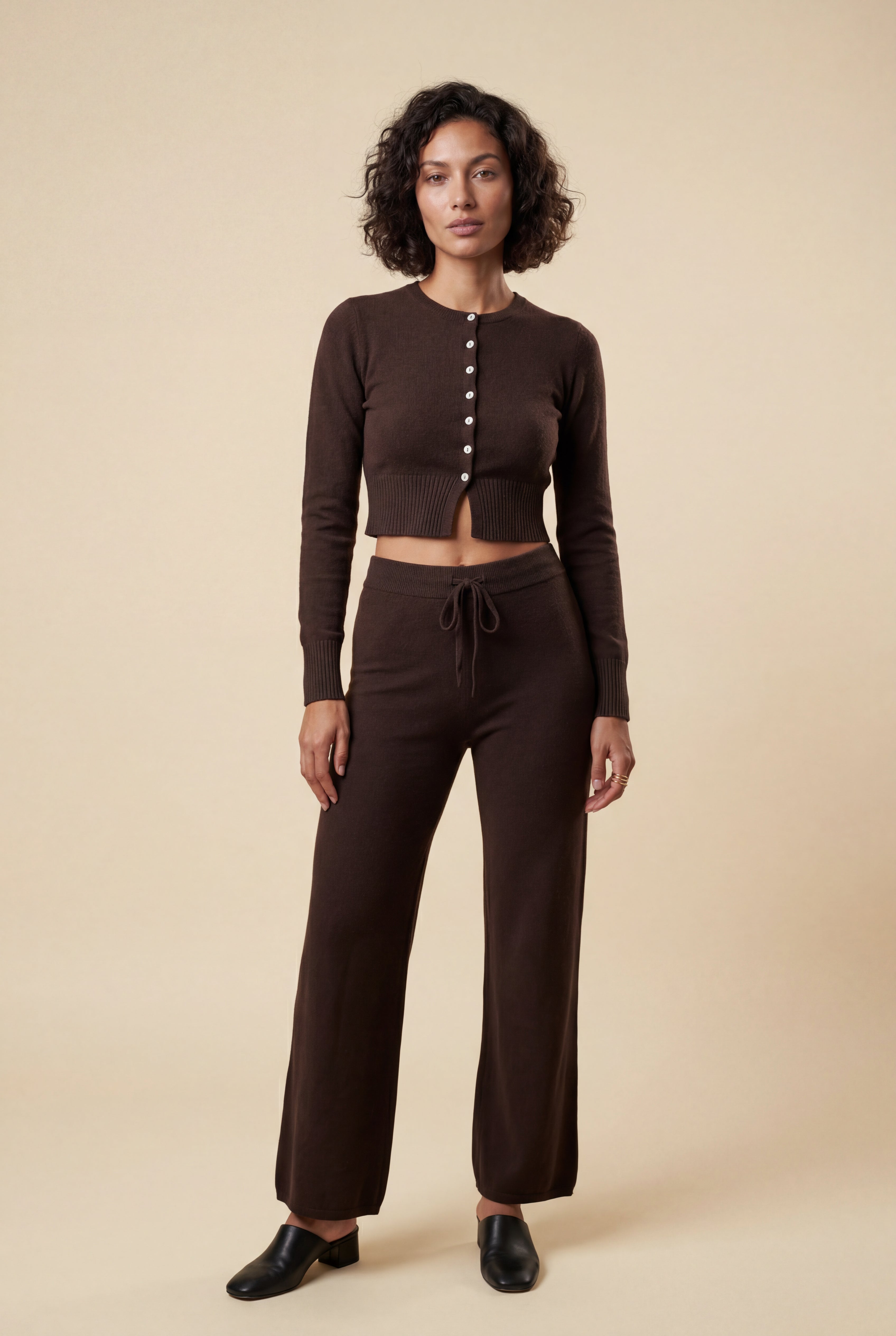 Lia | Cropped Cardigan and Wide-leg Pants Set