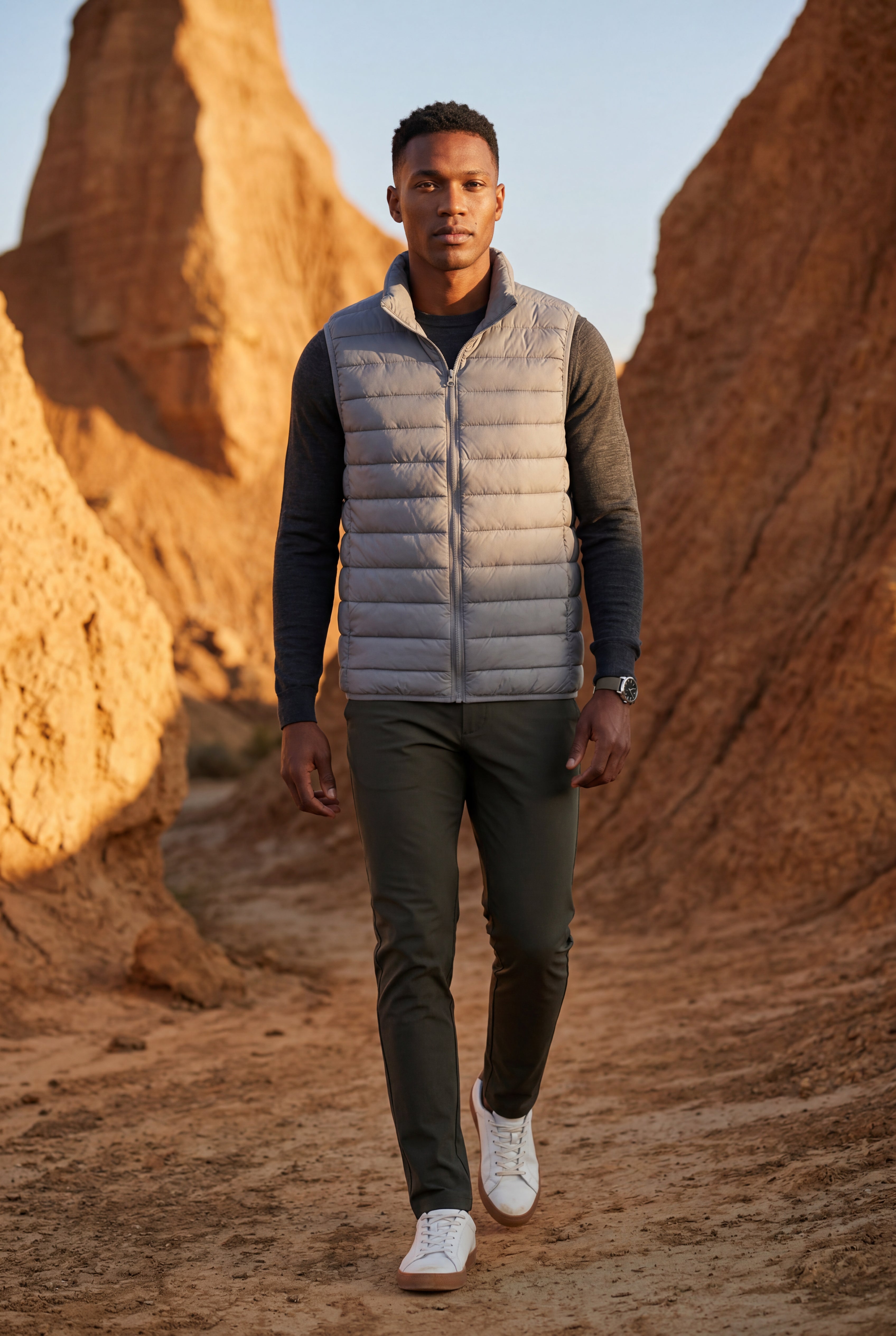 Lightweight High Collar Padded Vest with Slim Silhouette | Liam