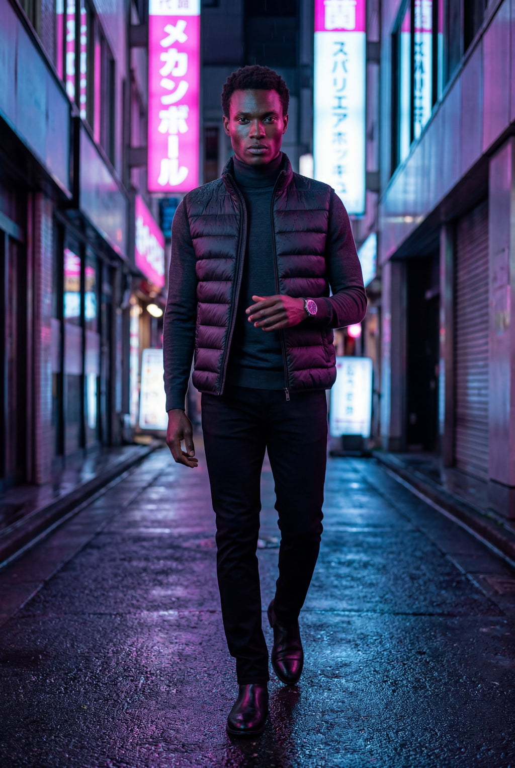 Lightweight High Collar Padded Vest with Slim Silhouette | Liam