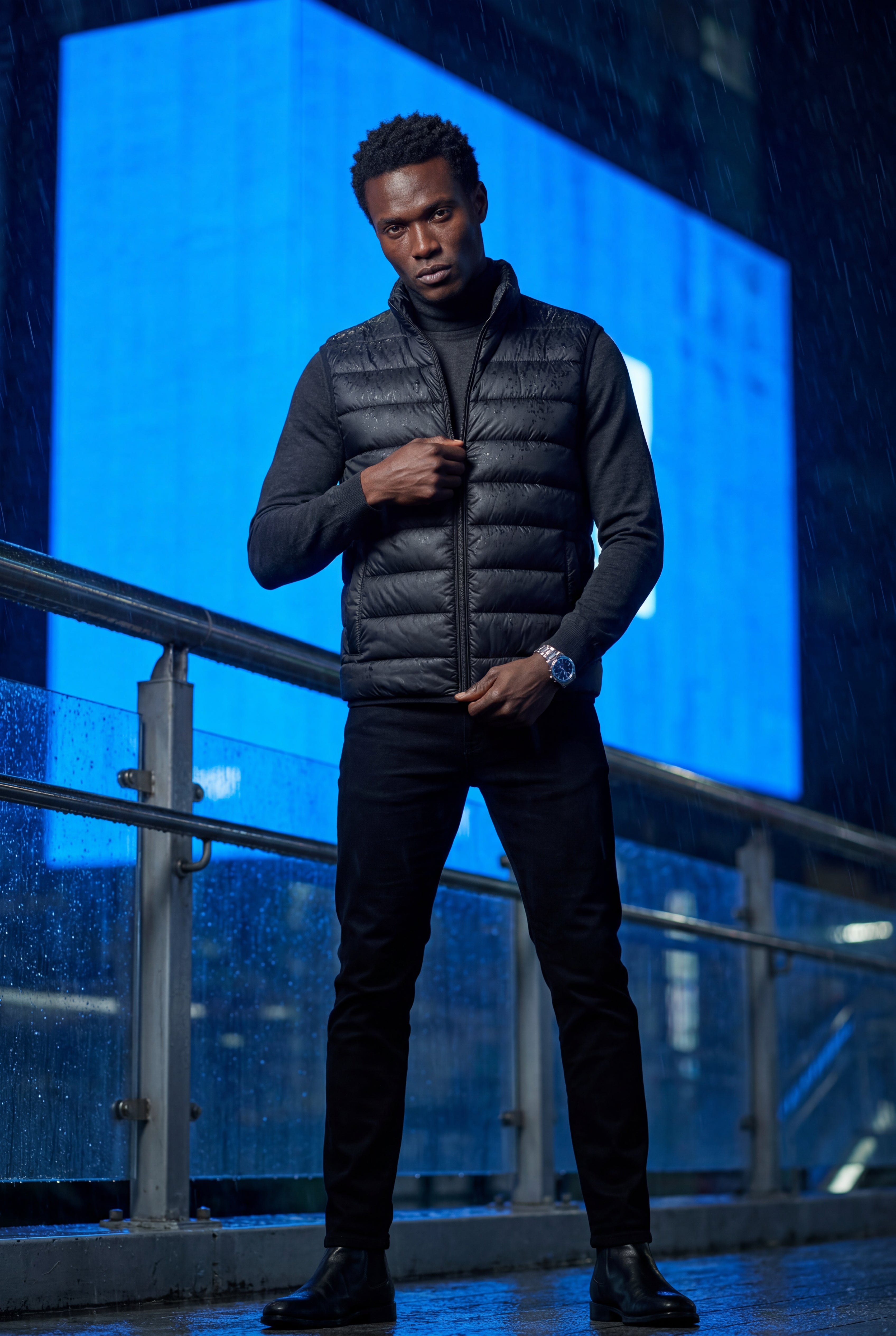 Lightweight High Collar Padded Vest with Slim Silhouette | Liam
