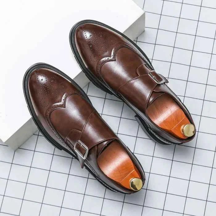 Liam | Monk Strap Brogue Oxford Dress Shoes with Wingtip Detail