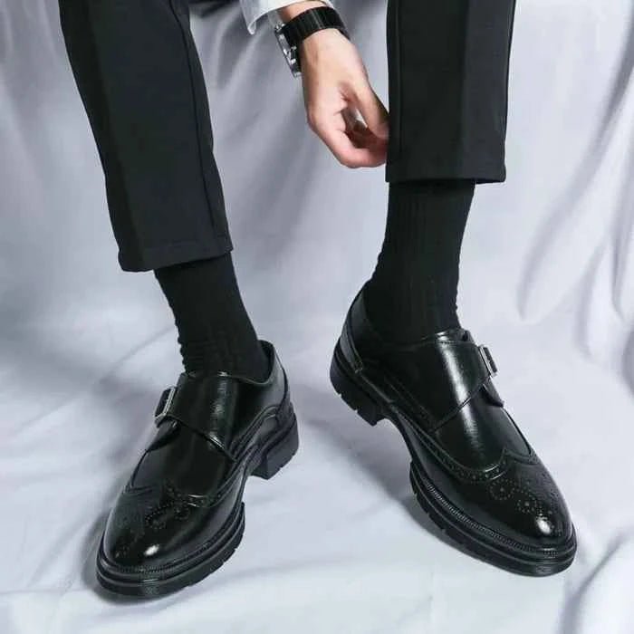 Liam | Monk Strap Brogue Oxford Dress Shoes with Wingtip Detail