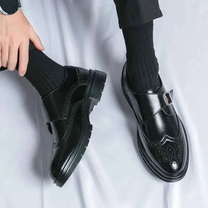 Liam | Monk Strap Brogue Oxford Dress Shoes with Wingtip Detail