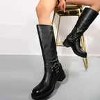 Lia | Multiple Buckle Strap Tall Biker Boots