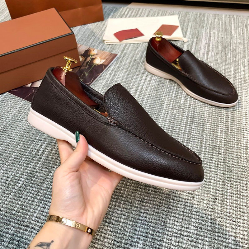 Liam | Pebbled Slip-on Loafers with Contrast Sole