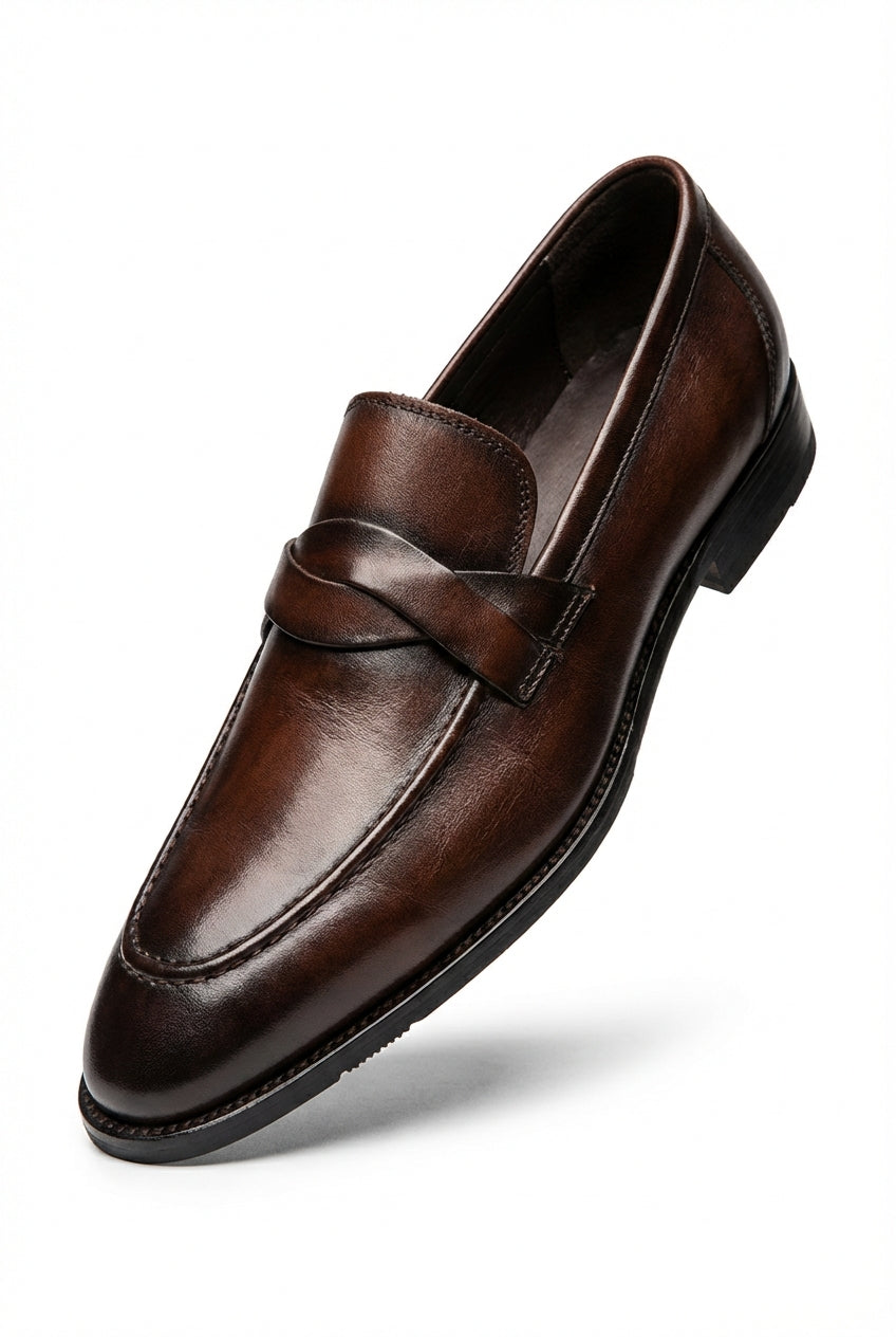 Liam | Polished Almond Toe Classic Penny Loafers